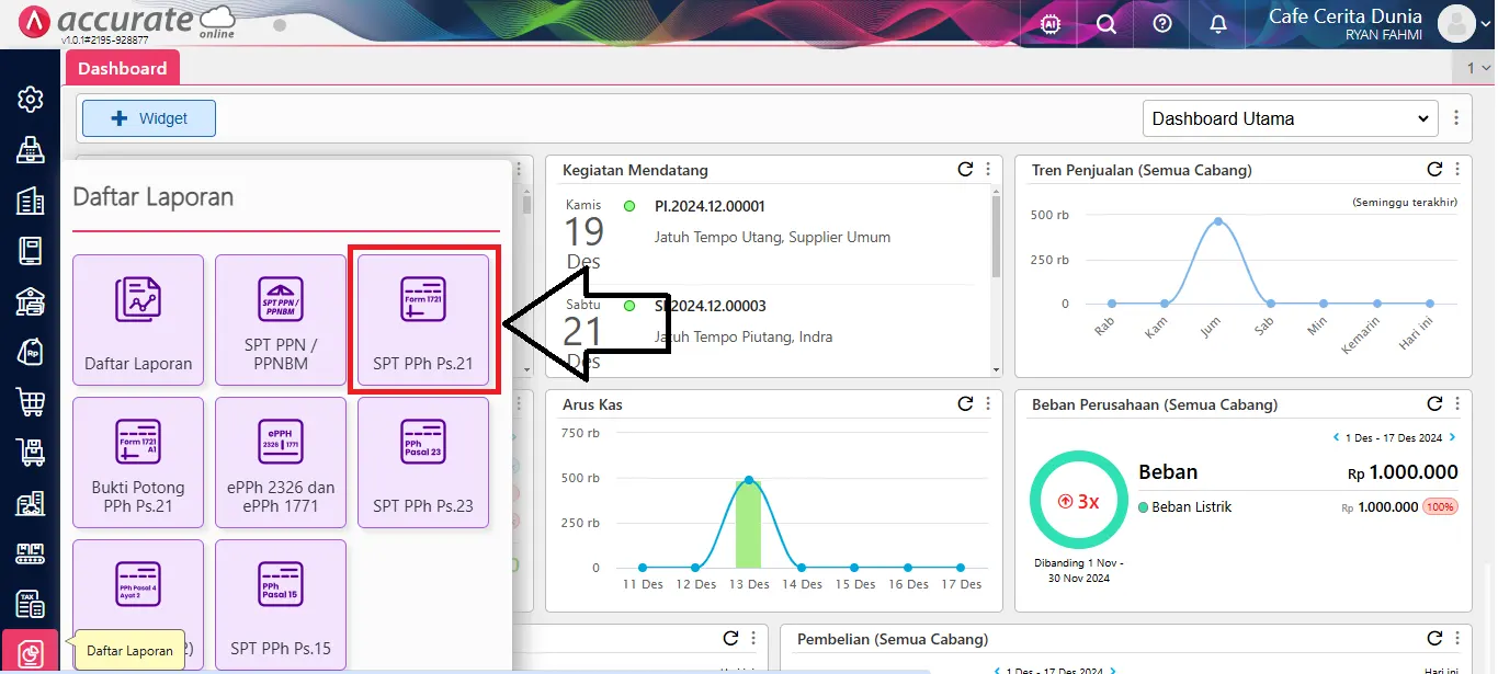 bukti potong 1721 bulanan Accurate